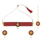 Cardinal Gold-Polished Maroon Onyx-Studded & Beaded Jewellery Set - Swadesiicart