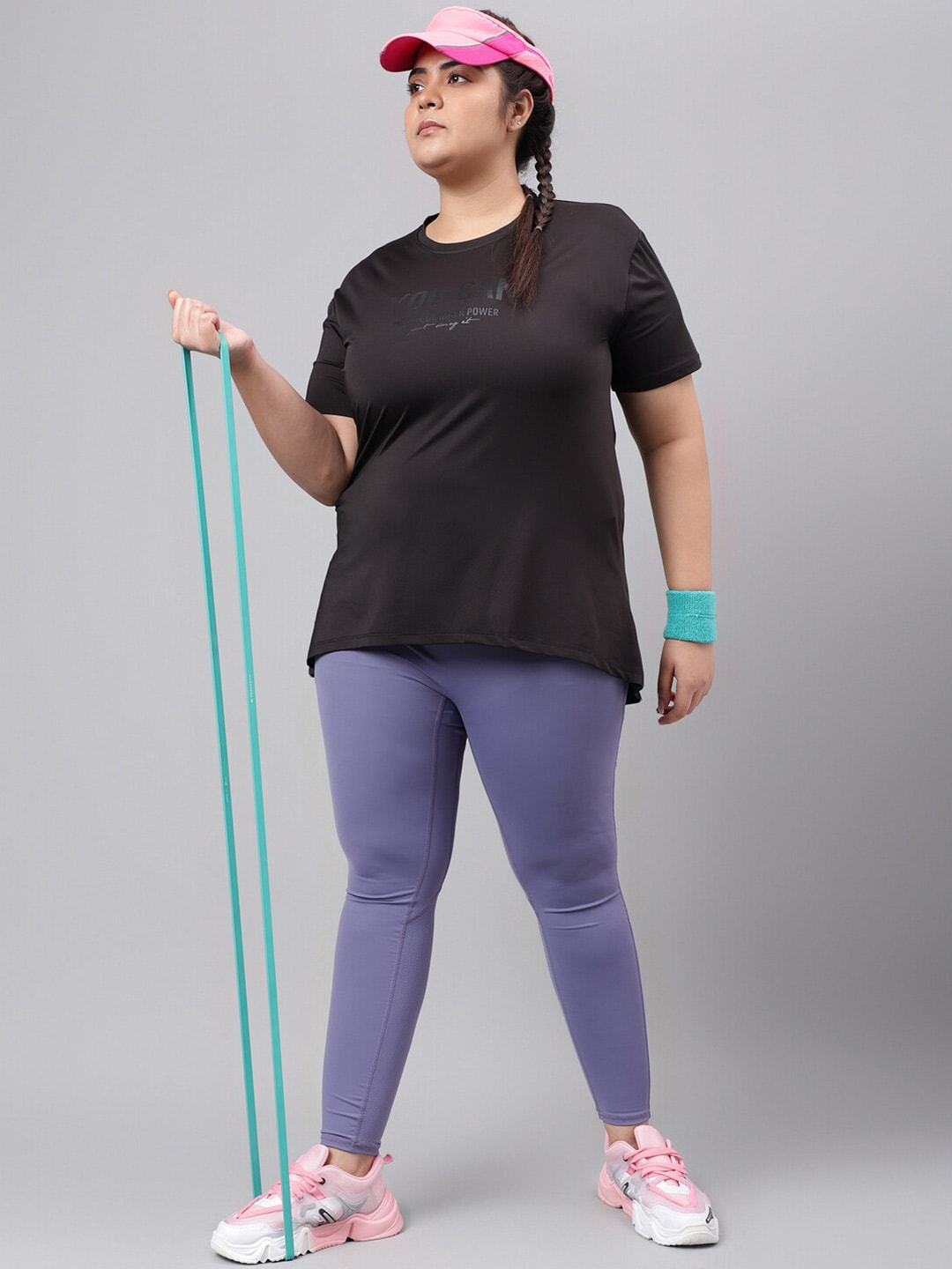 MKH Plus Size Typography Printed Drop Shoulder Sleeves Relaxed Fit Dri-FIT Sports T-Shirt - Swadesiicart