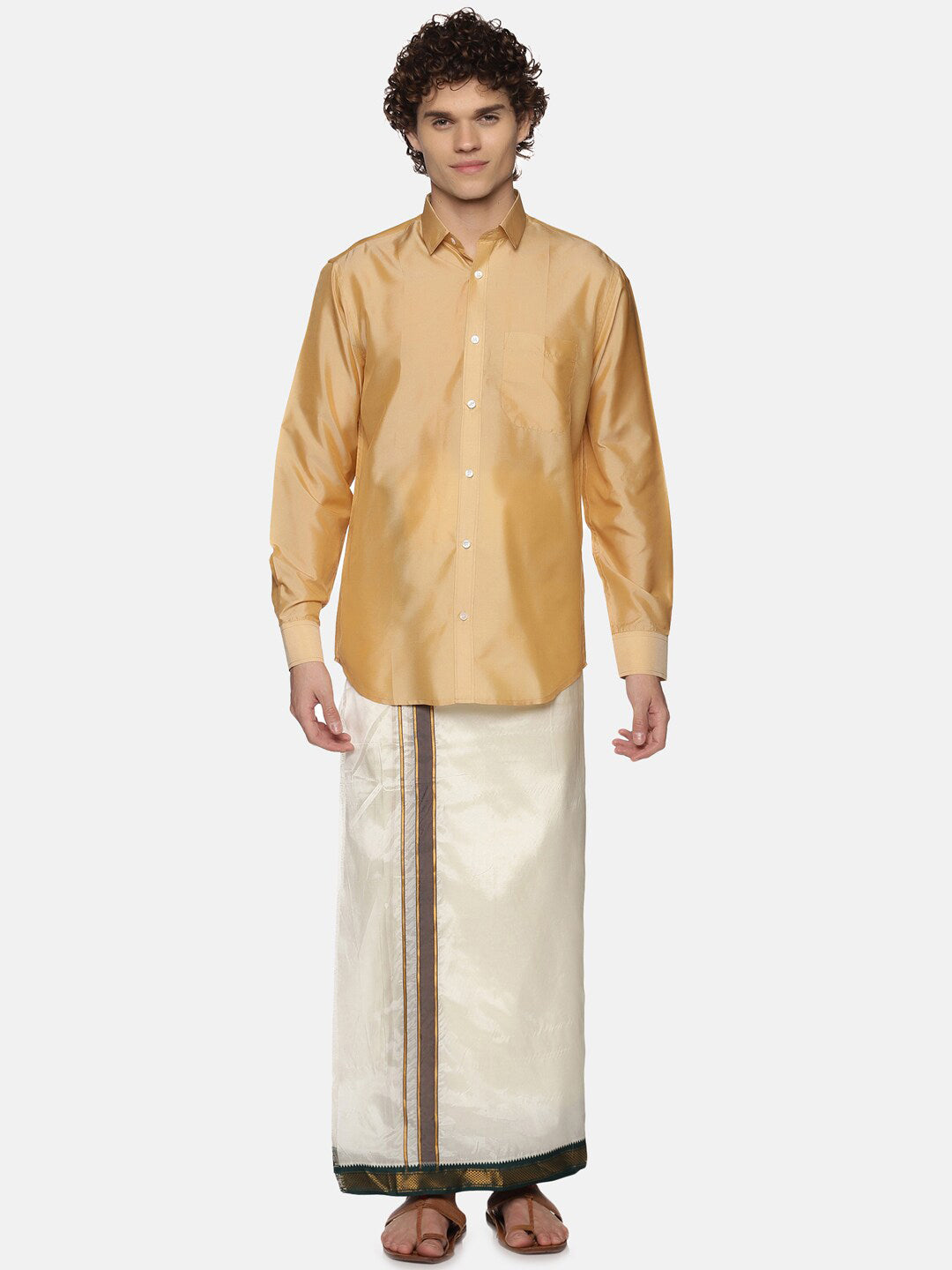 Sethukrishna Men Off White Solid Art Silk Dhotis | Swadesiicart