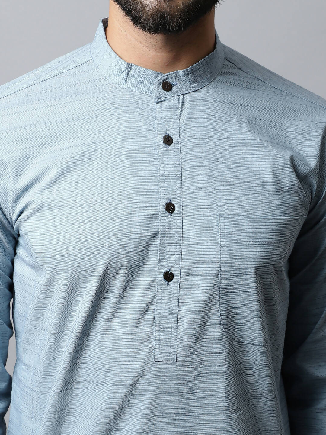 Even Apparels Blue Color Cotton Pure Cotton Men's Kurta With Side Placket (SLD1156) | Swadesiicart