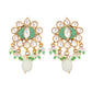 Nuyug 22K Gold Plated Semi Precious Green Stone Studded Pearl Drop Stud Earrings | Swadesiicart