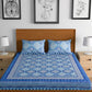 Urban Magic Blue Printed Cotton 104 TC King Bedsheet with 2 Pillow Covers - Swadesiicart