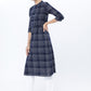 Vishudh Women Navy Blue Checked Kurta - Swadesiicart