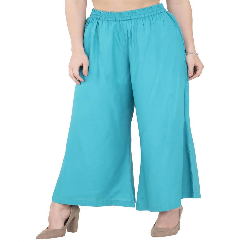 Lagi Women's Turquoise Blue Solid Palazzo (PLZ04H) | Swadesiicart