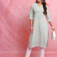Vishudh Blue Striped V-Neck Three-Quarter Sleeves Empire Kurta - Swadesiicart