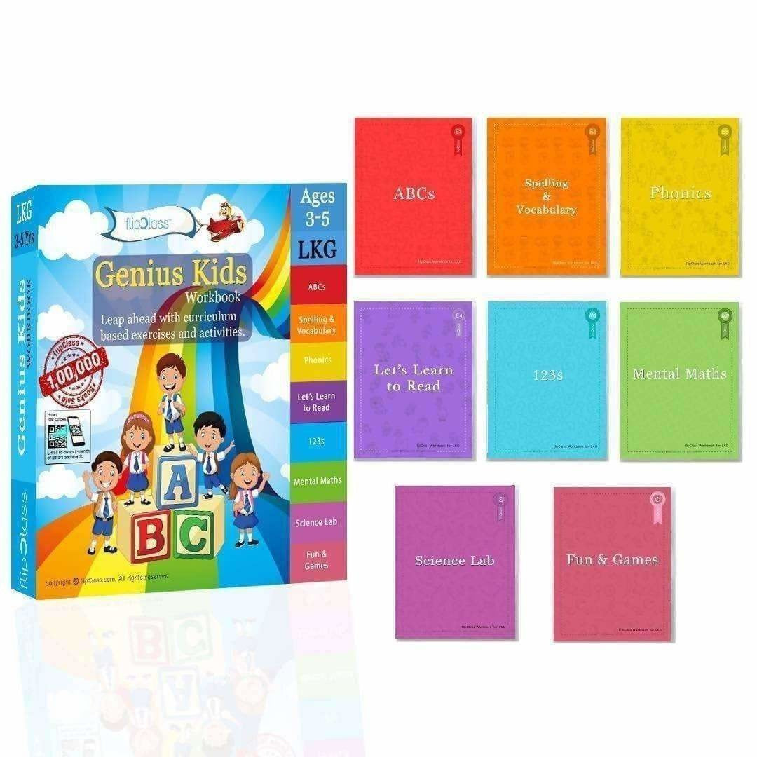 Genius Kids Worksheets for Lkg - Set of 8 Workbooks for LKG - Swadesiicart