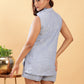 BohoJazz Denim Blue Linen Tailored Shorts with Sleeveless Collared Top Co-ord Set - Swadesiicart