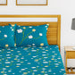 BIANCA Blue & Green Floral Printed 152 TC Cotton 110 GSM Micro-Peached King Bedsheet With 2 Pillow Cover - Swadesiicart