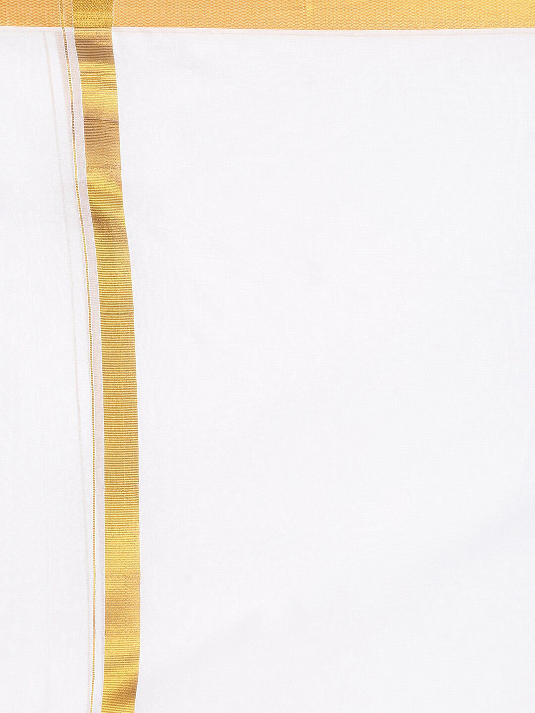 Sethukrishna Men White & Gold-Coloured Solid Cotton Dhoti | Swadesiicart