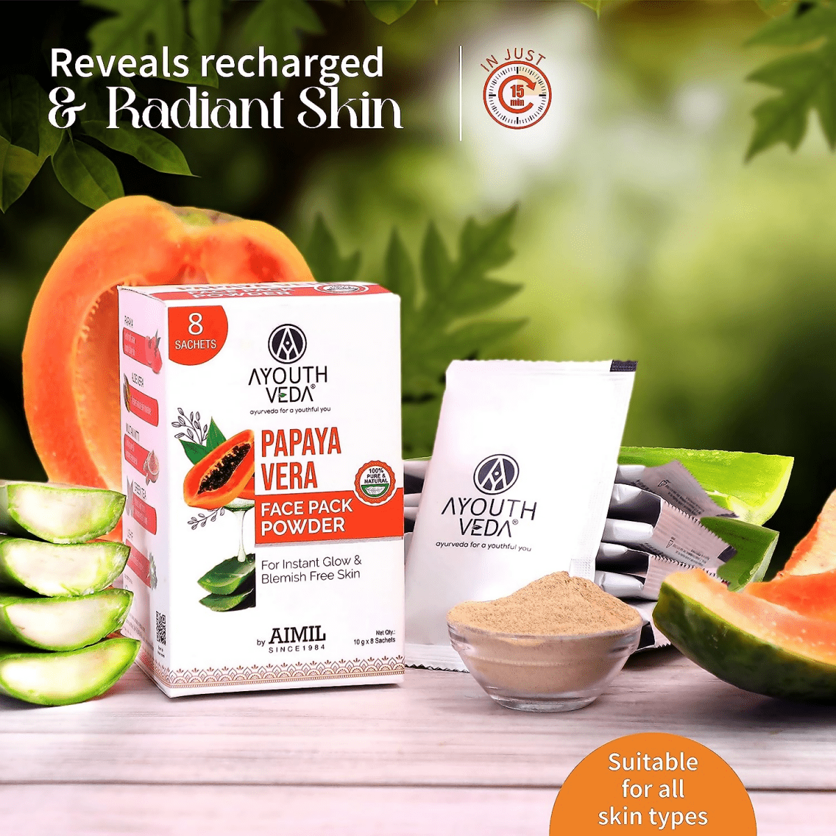 Ayouthveda Papaya Vera Face Pack Powder - Swadesiicart