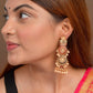 Shoshaa Maroon & Green Gold-Polished Contemporary Jhumkas Earrings | Swadesiicart