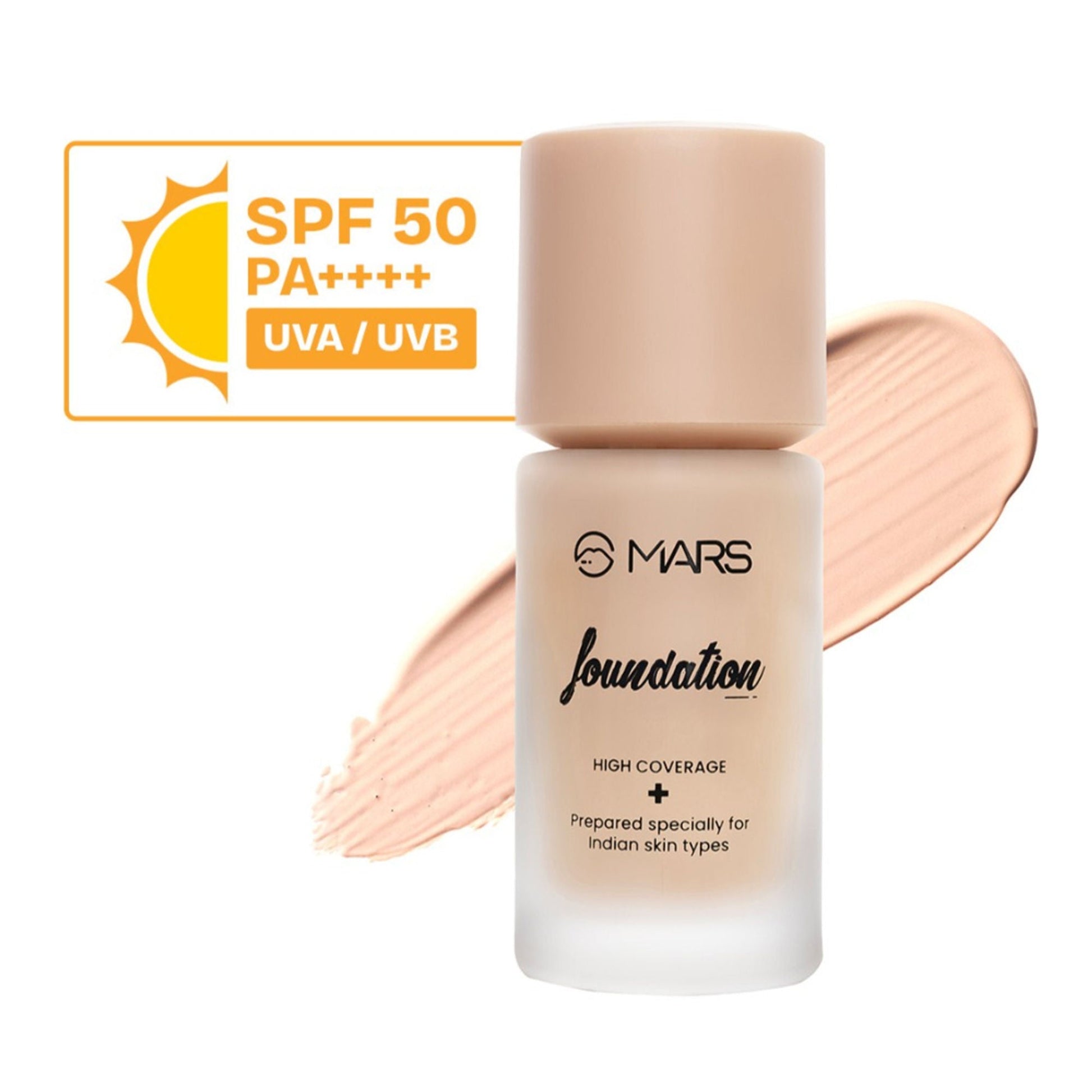 MARS Cosmetics SPF50 PA++++ High Coverage Liquid Foundation - 1 - Swadesiicart