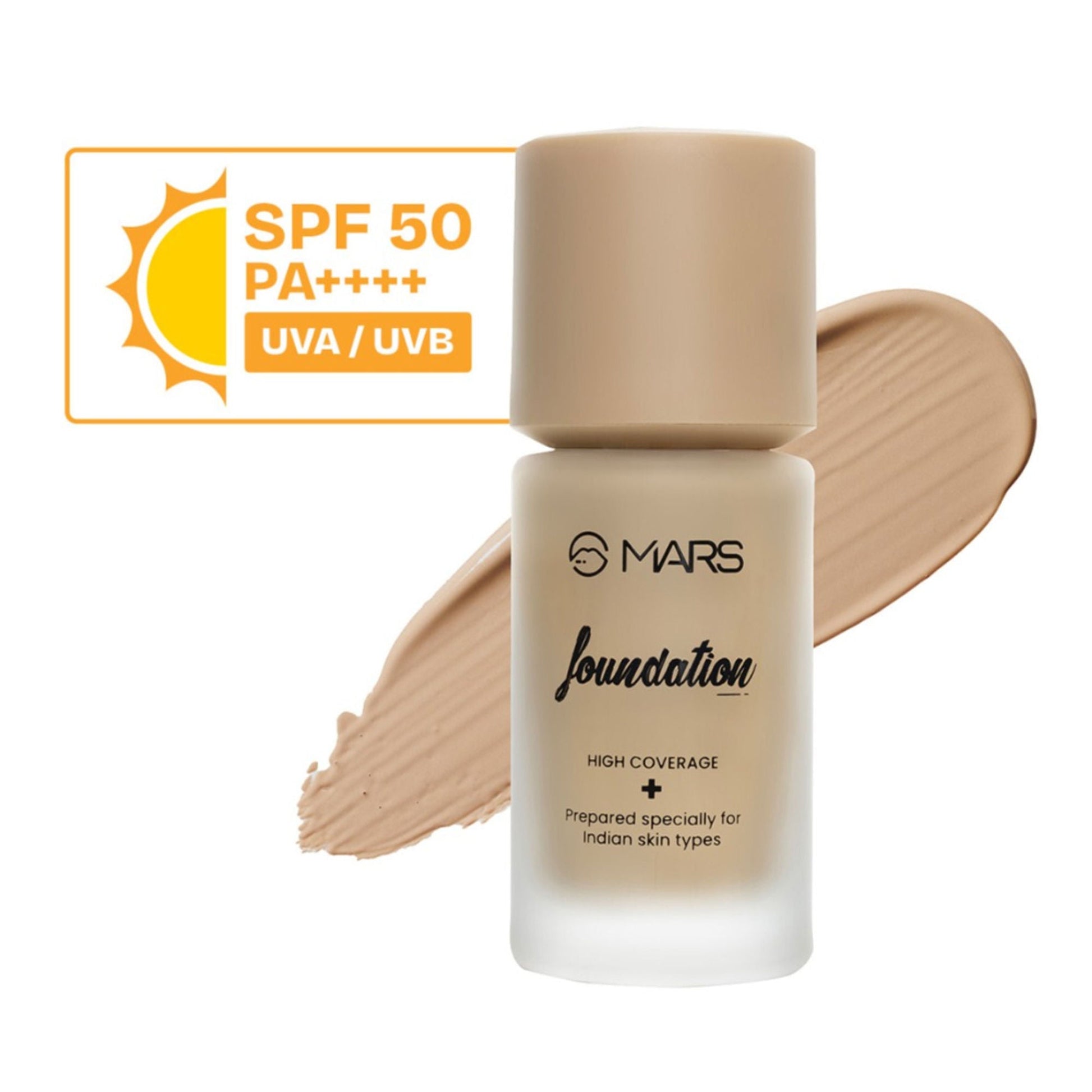 MARS Cosmetics SPF50 PA++++ High Coverage Liquid Foundation - 4 - Swadesiicart