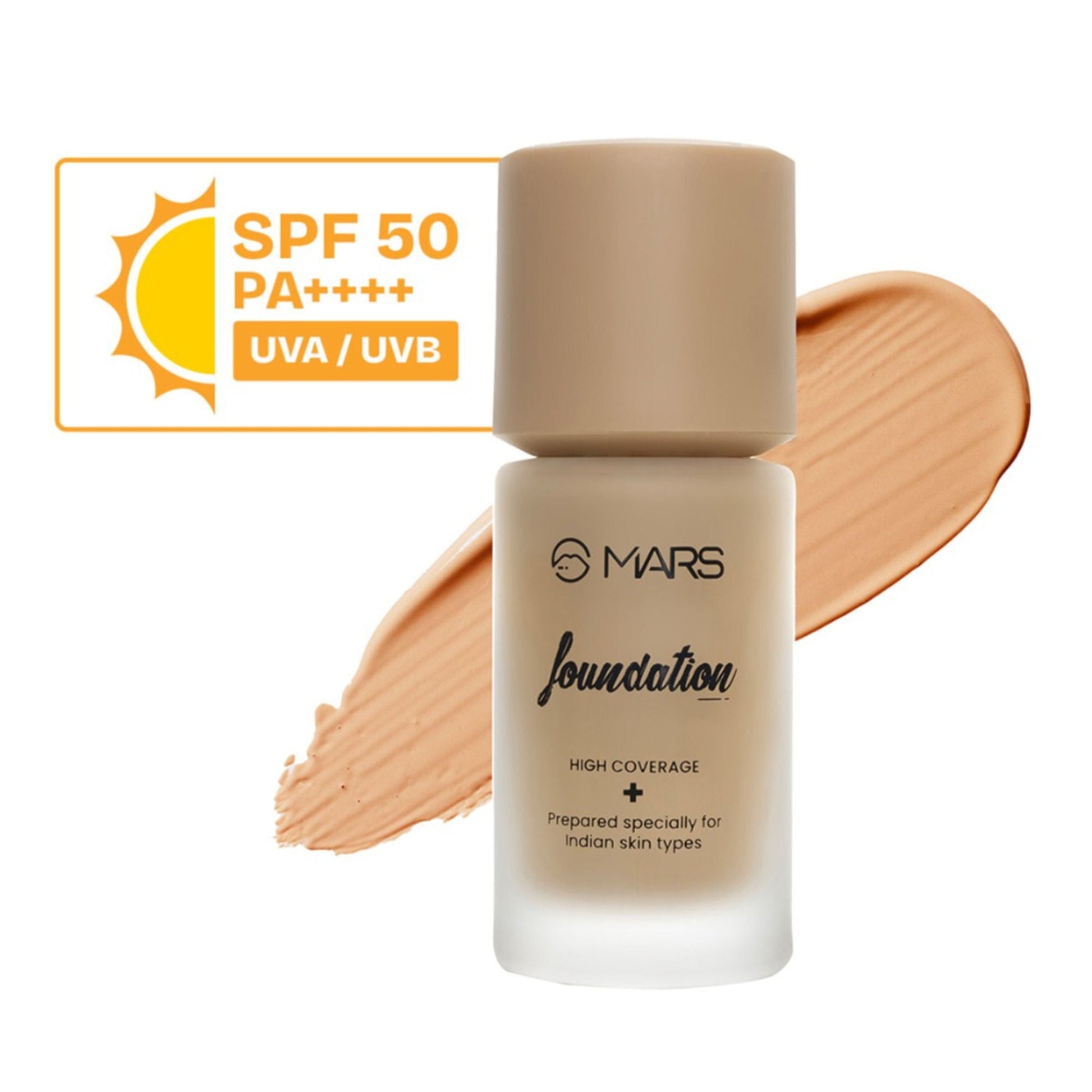MARS Cosmetics SPF50 PA++++ High Coverage Liquid Foundation - 6 - Swadesiicart