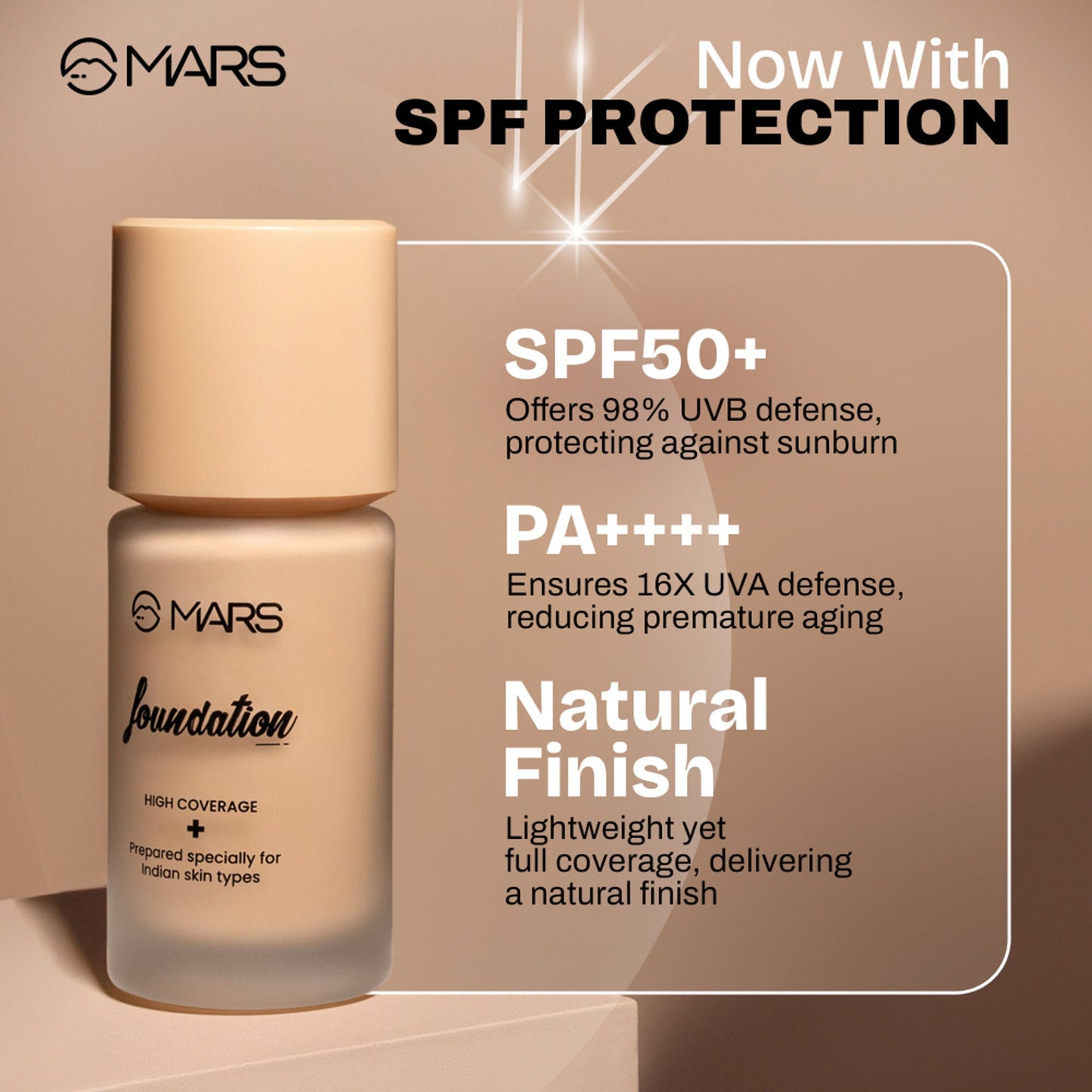 MARS Cosmetics SPF50 PA++++ High Coverage Liquid Foundation - 07 - Swadesiicart
