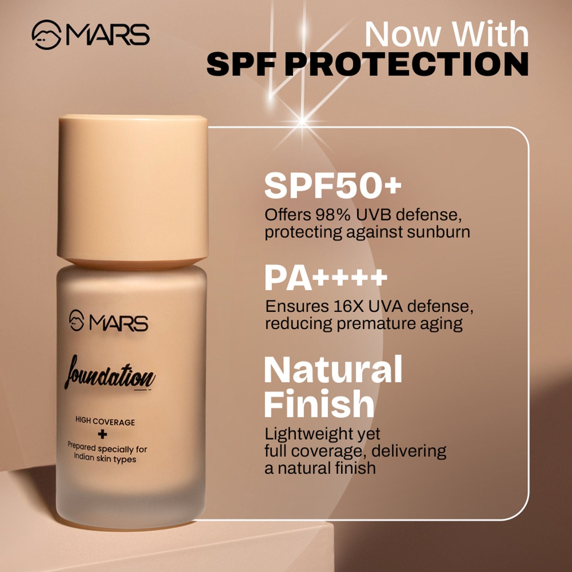 MARS Cosmetics SPF50 PA++++ High Coverage Liquid Foundation - 07 - Swadesiicart