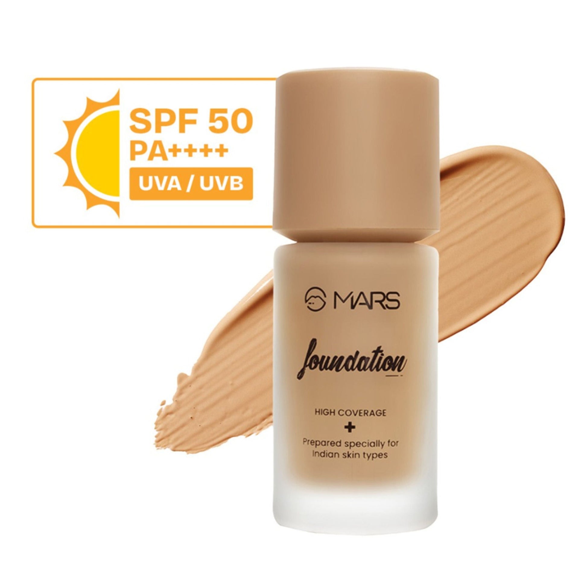 MARS Cosmetics SPF50 PA++++ High Coverage Liquid Foundation - 6.5 - Swadesiicart