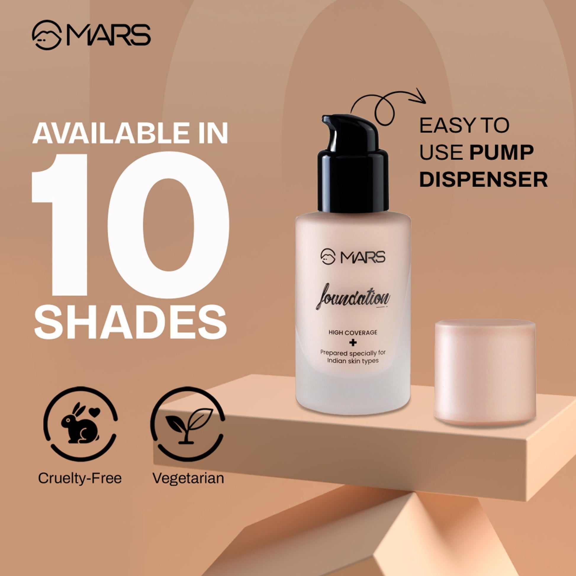 MARS Cosmetics SPF50 PA++++ High Coverage Liquid Foundation - 6.5 - Swadesiicart