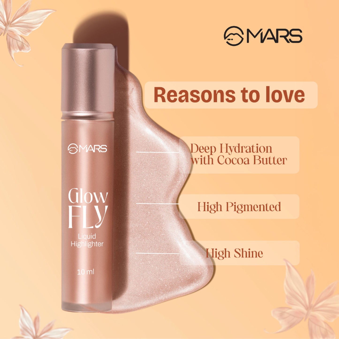 MARS Cosmetics Glow Fly Liquid Highlighter - 03-Winged Gold - Swadesiicart