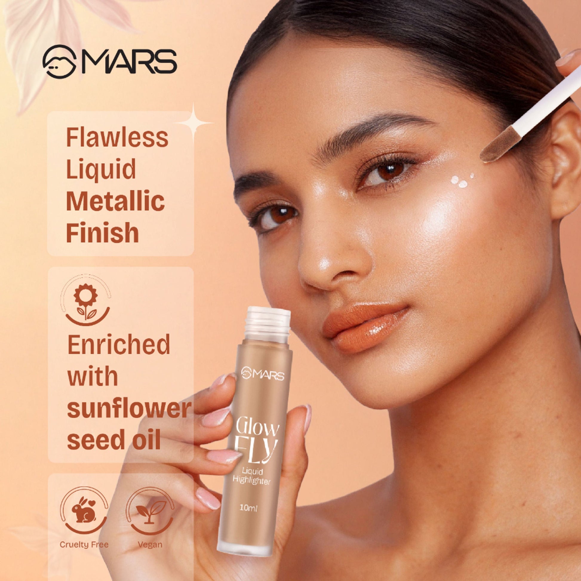 MARS Cosmetics Glow Fly Liquid Highlighter - 03-Winged Gold - Swadesiicart