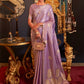 Mitera Purple & Gold-Toned Woven Design Pure Silk Banarasi Saree | Swadesiicart