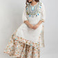 Kalini Off White Floral Yoke Desig Mirror Work Pure Cotton Kurta & Sharara With Dupatta | Swadesiicart