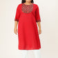 HERE&NOW Women Red & Black Yoke Design Pure Cotton Kurta - Swadesiicart