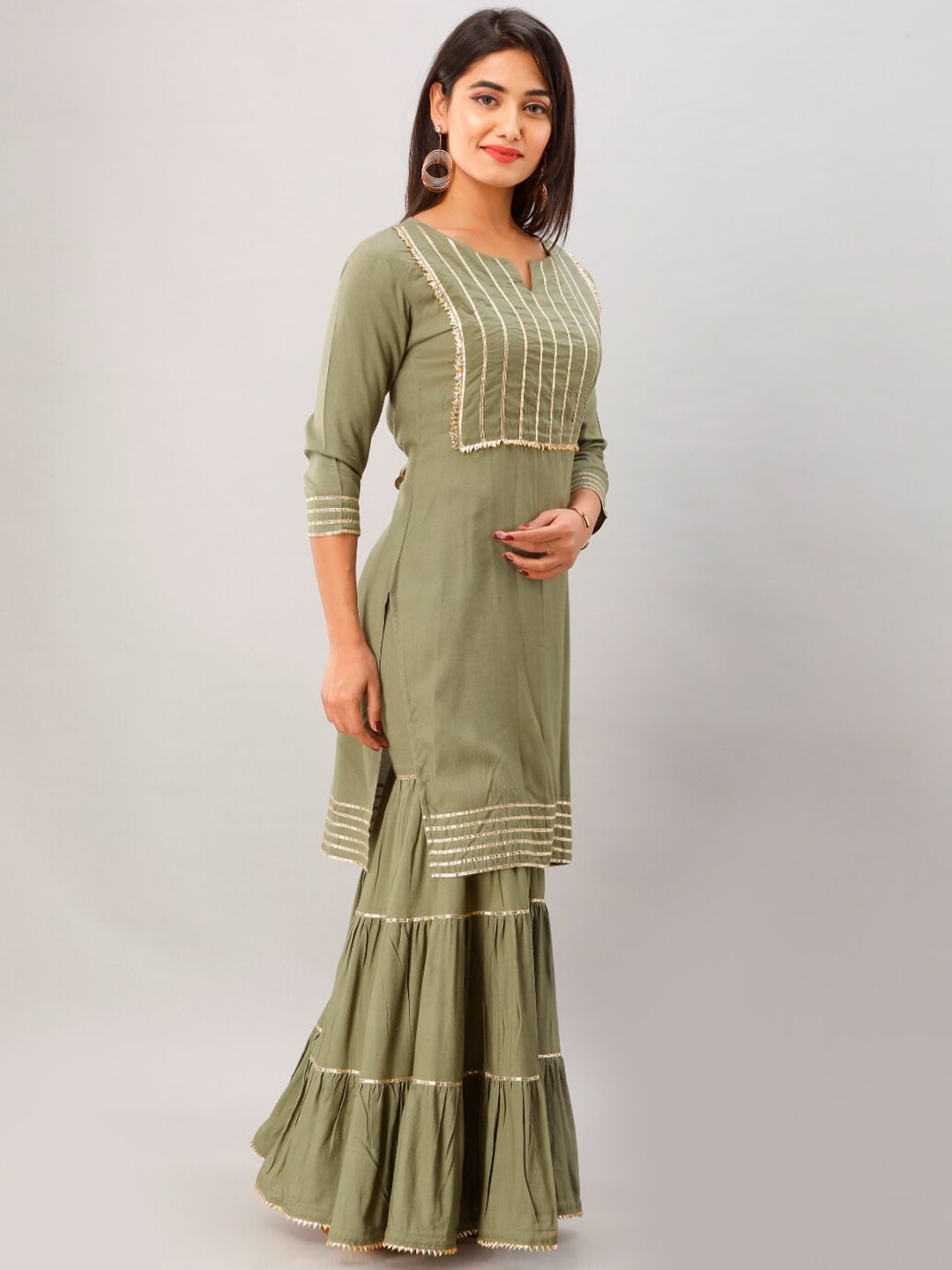 Kalini Women Green Kurta with Sharara | Swadesiicart