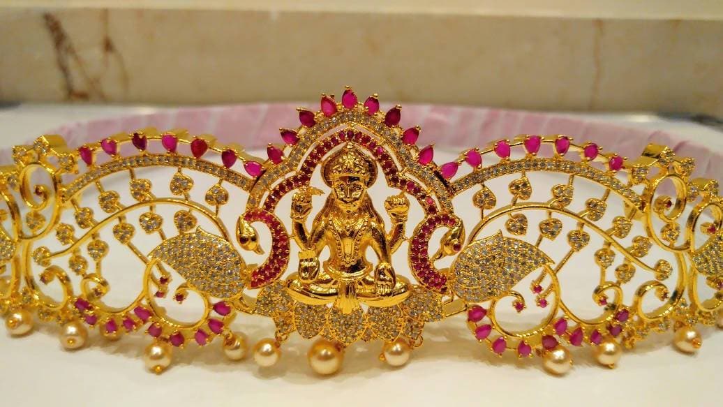 AD Ruby Temple Bridal Waist Belt | Swadesiicart