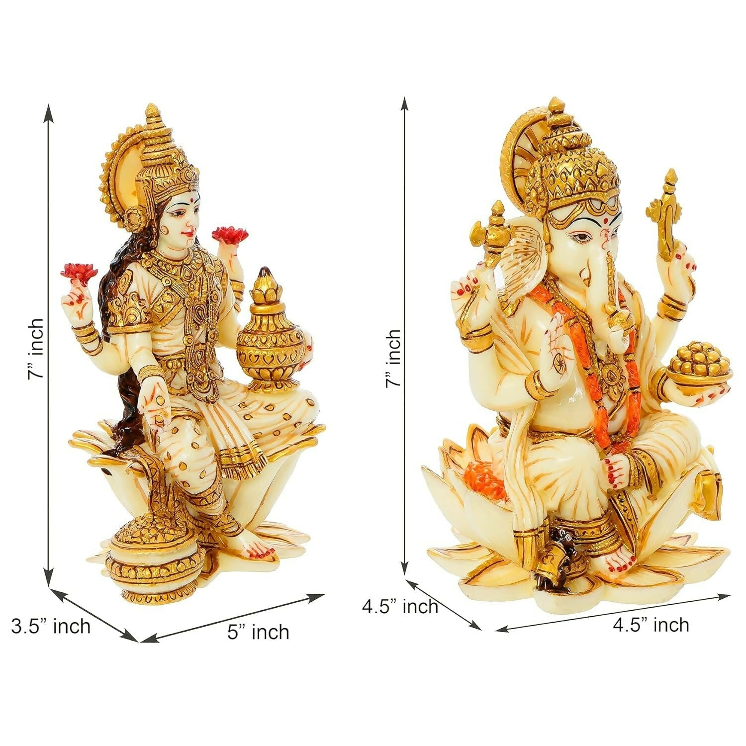 Mukundra Art N Craft 7 Goddess Lakshmi Ganesha Statue - Swadesiicart
