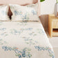 BIANCA Beige & Green Floral 186 TC King Bedsheet with 2 Pillow Covers - Swadesiicart