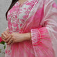 Kalini Floral Printed Mirror Work Anarkali Pure Cotton Kurta with Palazzo & Dupatta - Swadesiicart