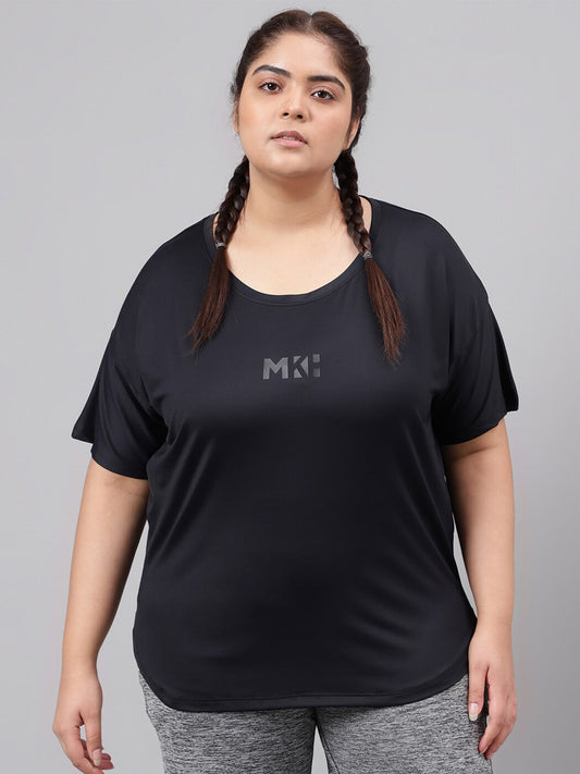 MKH Plus Size Drop Shoulder Sleeves Relaxed Fit Dri-FIT Sports T-shirt - Swadesiicart