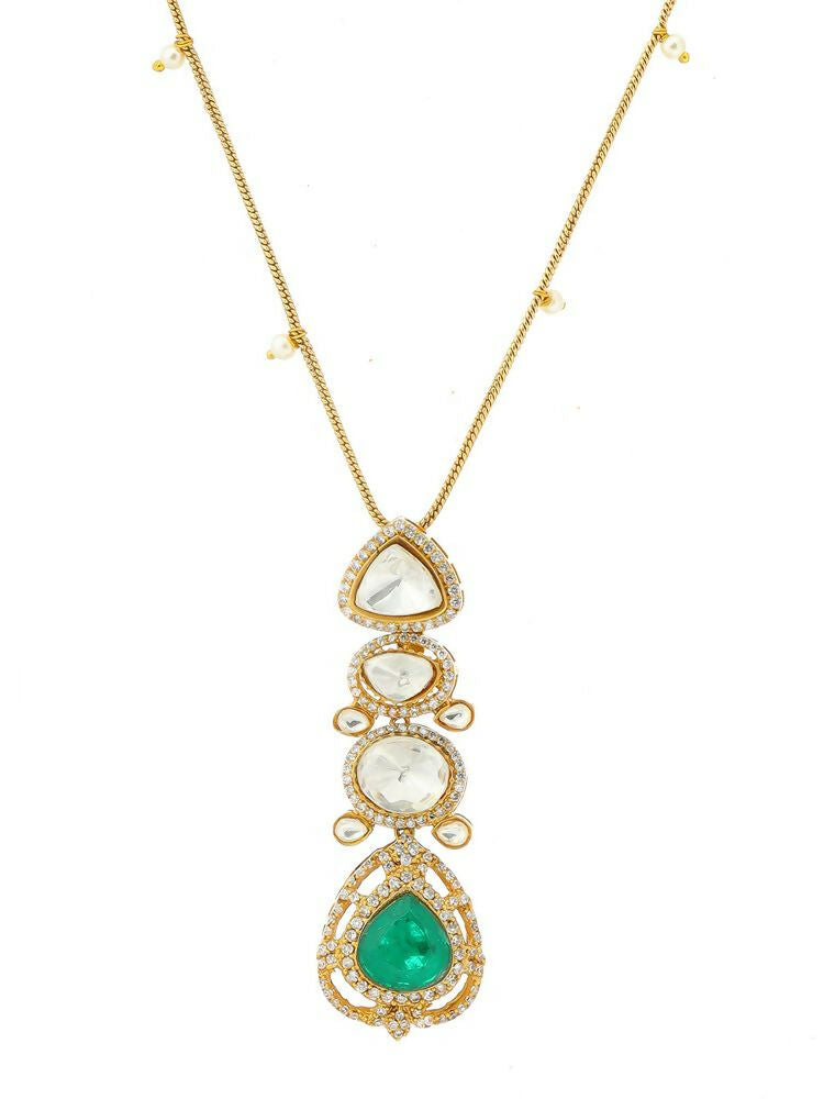 Natural Stones Antique finish Earrings and Necklace set - Ruby Raang | Swadesiicart