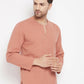 Even Apparels Brown Pure Cotton Men's Kurta With Slit Neckline | Swadesiicart