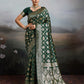 Anaita D Green Silk Blend Woven Saree With Blouse