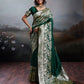 Anaita D Green Silk Blend Woven Saree With Blouse