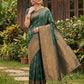 Anaita D Green Silk Blend Woven Saree With Blouse