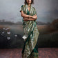 Anaita D Green Silk Blend Woven Saree With Blouse