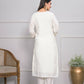 White Viscose Silk Embroidery with Thread and sequence Stitched Suit With Dupatta - Tanisha | Swadesiicart