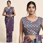 Purple Pure Georgette Sequence work Ready to wear Saree with stitched Blouse - Nirvana | Swadesiicart
