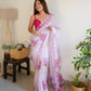 Vamsee Divisha White Organza Saree - Swadesiicart