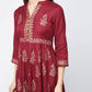 Aniyah Rayon Block Printed Anarkali Kurta In Maroon (AN-116A)
