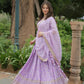 Lorenvalley Lavender Pure Viscose Jacquard with Golden Embroidered Sequins work Lehenga Choli | Swadesiicart