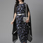 Ahalyaa Women's Black Crepe Digital Print Top Skirt With Shrug | Swadesiicart