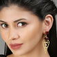 Joban Fashion Women Red Stone Matte Gold Earrings | Swadesiicart