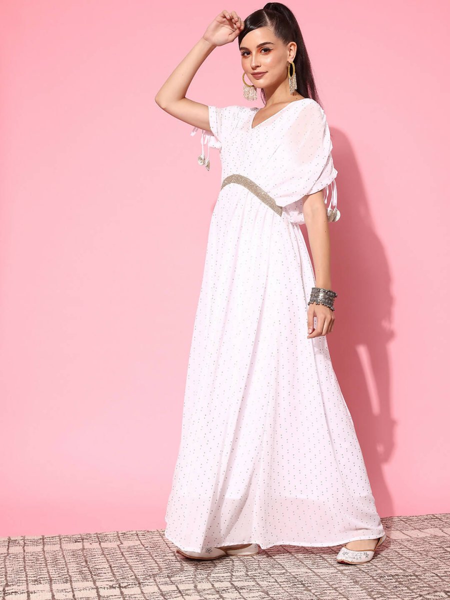 Ahalyaa Women's Traditional wear Ethnic Dress - White | Swadesiicart