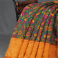 Vibrant Shades Of Green Kalamkaari Design Semi Chanderi Saree With Contrast Blouse By Gayathri Reddy Designer Studio | Swadesiicart