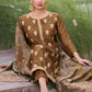 Jyoti Fashion Women's Brown Pure Silk Elegant Jacquard Woven Kurta with Trouser & Dupatta | Swadesiicart
