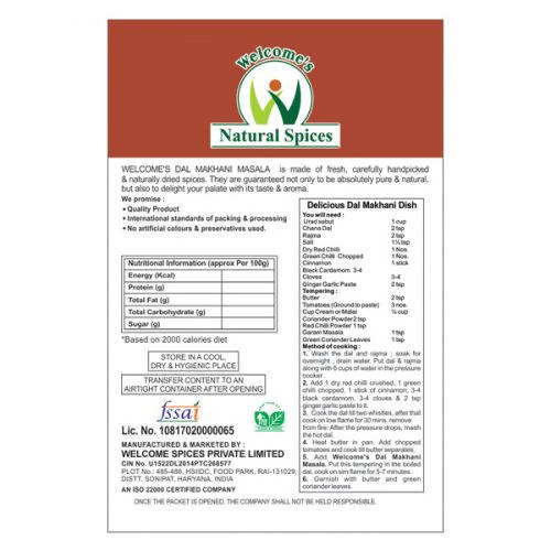 Welcome’s Natural Spices Dal Makhani Masala Powder - Swadesiicart